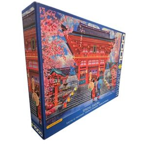 EUROGRAPHICS Spring Sakura 1000 Jigsaw Puzzle Japanese Temple Cherry Blossom